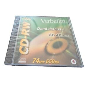 Verbatim DataLifePlus CD-RW 74 Min 650MB 2x-4x Speed Sealed Single Jewel Case